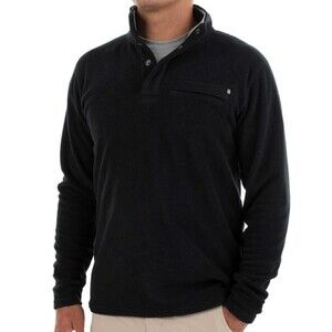 Free Fly Men's Bamboo Polar Fleece Snap Pullover, Black, Size XL